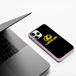 Чехол iPhone 11 Pro матовый Lexus yellow logo, цвет: 3D-розовый — фото 2