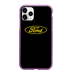 Чехол iPhone 11 Pro матовый Ford logo yellow, цвет: 3D-фиолетовый