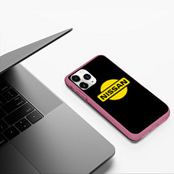 Чехол iPhone 11 Pro матовый Nissan yellow logo, цвет: 3D-малиновый — фото 2