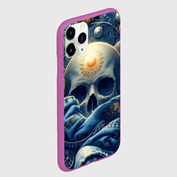 Чехол iPhone 11 Pro матовый Авангардная композиция с черепом - нейросеть, цвет: 3D-фиолетовый — фото 2