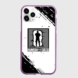 Чехол iPhone 11 Pro матовый Rainbow six текстура лого шутер, цвет: 3D-фиолетовый