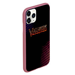 Чехол iPhone 11 Pro матовый Valheim logo pattern, цвет: 3D-малиновый — фото 2