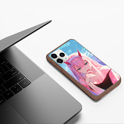 Чехол iPhone 11 Pro матовый Zero two аниме, цвет: 3D-коричневый — фото 2