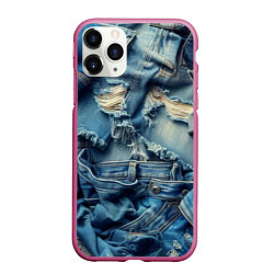 Чехол iPhone 11 Pro матовый Denim rags - fashion trend, цвет: 3D-малиновый