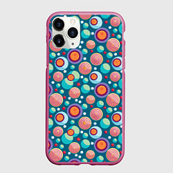 Чехол iPhone 11 Pro матовый Шарики едут за ролики, цвет: 3D-малиновый