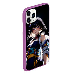 Чехол iPhone 11 Pro матовый Genshin impact - shogun raiden, цвет: 3D-фиолетовый — фото 2