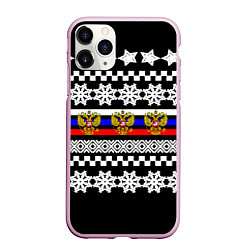 Чехол iPhone 11 Pro матовый Rusiia winter pattern