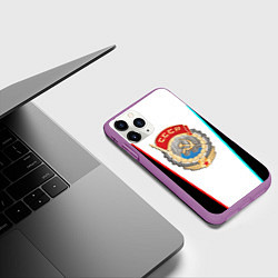 Чехол iPhone 11 Pro матовый Герб РФ текстура, цвет: 3D-фиолетовый — фото 2