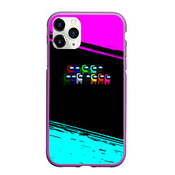 Чехол iPhone 11 Pro матовый Among us neon colors, цвет: 3D-фиолетовый