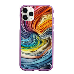 Чехол iPhone 11 Pro матовый Красочная джинсовая воронка, цвет: 3D-фиолетовый