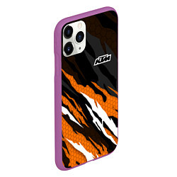 Чехол iPhone 11 Pro матовый KTM - Рваный гексагон, цвет: 3D-фиолетовый — фото 2