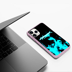 Чехол iPhone 11 Pro матовый Cyberpunk neon flame, цвет: 3D-розовый — фото 2