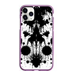 Чехол iPhone 11 Pro матовый Psychedelic Rorschach test - ai art, цвет: 3D-фиолетовый