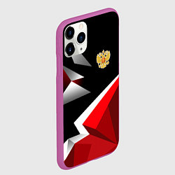 Чехол iPhone 11 Pro матовый Russia uniform - красный и черный, цвет: 3D-фиолетовый — фото 2