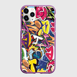 Чехол iPhone 11 Pro матовый Буква т в граффити, цвет: 3D-фиолетовый