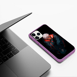 Чехол iPhone 11 Pro матовый Парень в темноте в стиле манга - manga dark, цвет: 3D-фиолетовый — фото 2