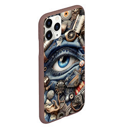Чехол iPhone 11 Pro матовый Стимпанк композиция с глазом - нейросеть, цвет: 3D-коричневый — фото 2