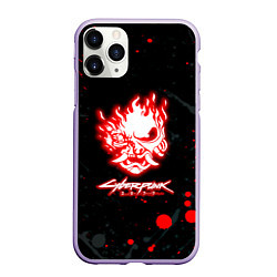 Чехол iPhone 11 Pro матовый Samurai flame logo, цвет: 3D-светло-сиреневый