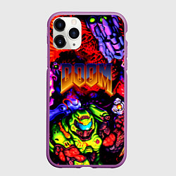 Чехол iPhone 11 Pro матовый Doom game demons, цвет: 3D-фиолетовый