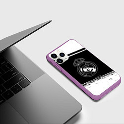 Чехол iPhone 11 Pro матовый Реал мадрид белое лого, цвет: 3D-фиолетовый — фото 2