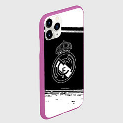 Чехол iPhone 11 Pro матовый Реал мадрид белое лого, цвет: 3D-фиолетовый — фото 2