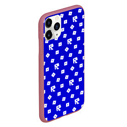 Чехол iPhone 11 Pro матовый Roblox blue pattern, цвет: 3D-малиновый — фото 2