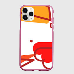 Чехол iPhone 11 Pro матовый Геометрия сердца, цвет: 3D-малиновый