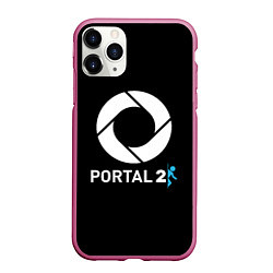 Чехол iPhone 11 Pro матовый Portal2 logo game, цвет: 3D-малиновый