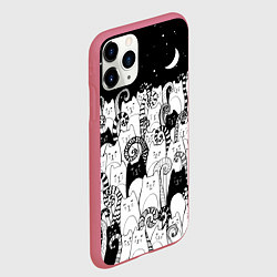 Чехол iPhone 11 Pro матовый Коты с креативными хвостами, цвет: 3D-малиновый — фото 2