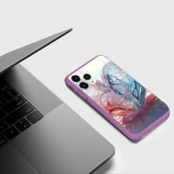 Чехол iPhone 11 Pro матовый Сердце - плазменная текстура, цвет: 3D-фиолетовый — фото 2