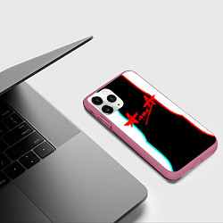 Чехол iPhone 11 Pro матовый Алиса группа рок, цвет: 3D-малиновый — фото 2