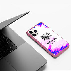 Чехол iPhone 11 Pro матовый The Witcher colors neon, цвет: 3D-малиновый — фото 2