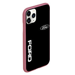 Чехол iPhone 11 Pro матовый Ford logo white steel, цвет: 3D-малиновый — фото 2