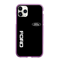 Чехол iPhone 11 Pro матовый Ford logo white steel, цвет: 3D-фиолетовый