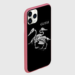 Чехол iPhone 11 Pro матовый Gussi - two skeletons of a goose, цвет: 3D-малиновый — фото 2
