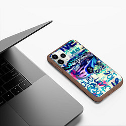 Чехол iPhone 11 Pro матовый NFS Most Wanted graffitti, цвет: 3D-коричневый — фото 2