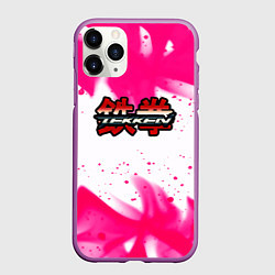 Чехол iPhone 11 Pro матовый Tekken neon flame, цвет: 3D-фиолетовый