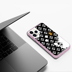 Чехол iPhone 11 Pro матовый Bitcoin pattern binance, цвет: 3D-розовый — фото 2