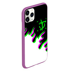 Чехол iPhone 11 Pro матовый Doom logo fire demon, цвет: 3D-фиолетовый — фото 2