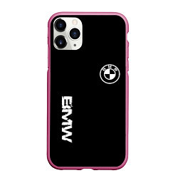 Чехол iPhone 11 Pro матовый BMW logo white auto, цвет: 3D-малиновый