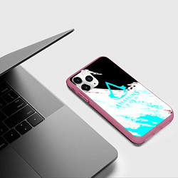 Чехол iPhone 11 Pro матовый Assassins Creed краски текстура, цвет: 3D-малиновый — фото 2
