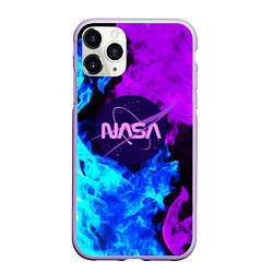 Чехол iPhone 11 Pro матовый NASA neon flame, цвет: 3D-светло-сиреневый