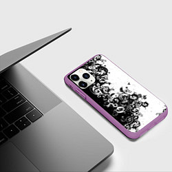 Чехол iPhone 11 Pro матовый Чёрно белый стильный узор, цвет: 3D-фиолетовый — фото 2