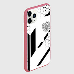 Чехол iPhone 11 Pro матовый Герб Рф текстура геймер, цвет: 3D-малиновый — фото 2