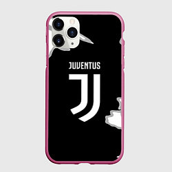 Чехол iPhone 11 Pro матовый Juventus fc краски, цвет: 3D-малиновый