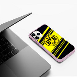 Чехол iPhone 11 Pro матовый Borussia sport geometry, цвет: 3D-розовый — фото 2