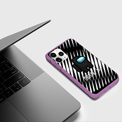 Чехол iPhone 11 Pro матовый Among us текстура, цвет: 3D-фиолетовый — фото 2