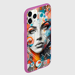 Чехол iPhone 11 Pro матовый Лицо прекрасной девушки - граффити, цвет: 3D-фиолетовый — фото 2