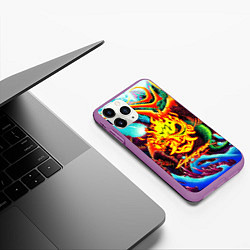 Чехол iPhone 11 Pro матовый Cyberpunk hyperbeast steel, цвет: 3D-фиолетовый — фото 2