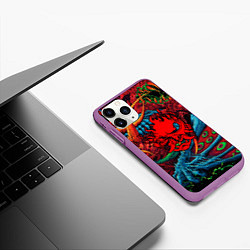 Чехол iPhone 11 Pro матовый Samurai logo cyberpunk, цвет: 3D-фиолетовый — фото 2